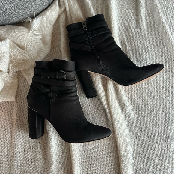 Coach Black Heeled Boots with Buckle Detail - Picture 1 of 6